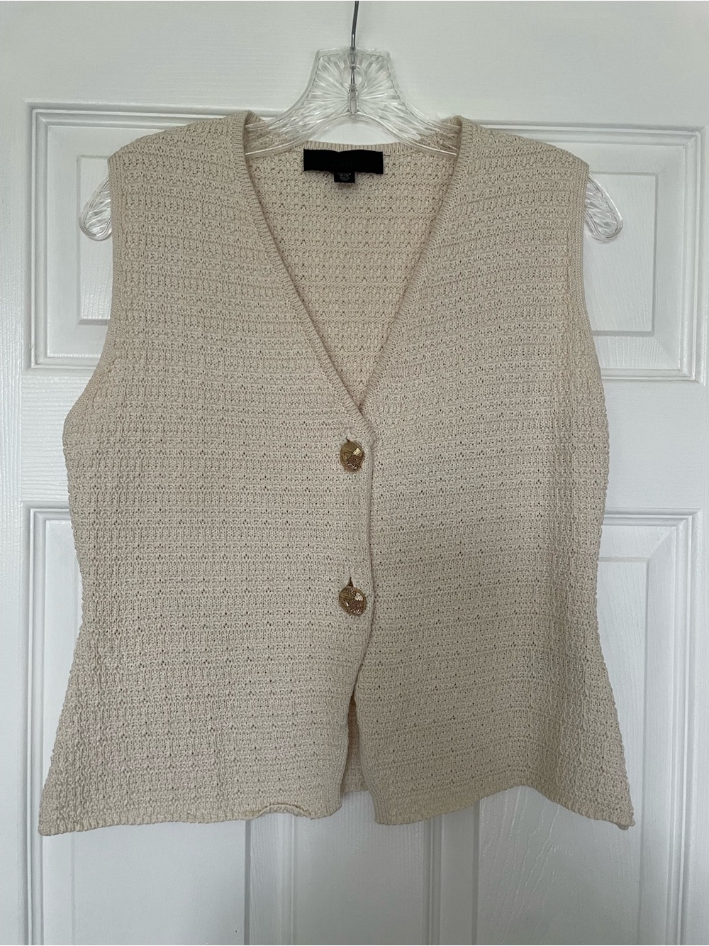 Zara Knit Cream Vest with Gold Buttons